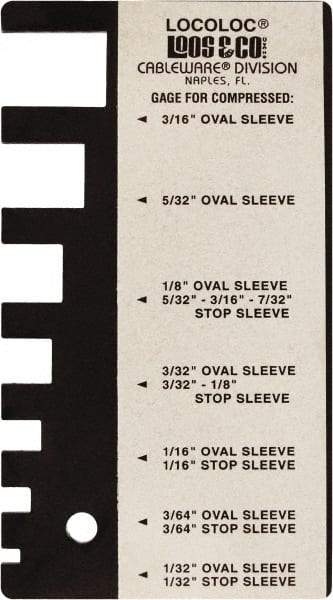 Loos & Co. - 1/32 to 3/16 Inch Range, Wire and Sheet Metal Gage - Use with Cable Sleeve Swaging - Eagle Tool & Supply