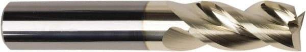 American Tool Service - 1/2", 2" LOC, 1/2" Shank Diam, 4" OAL, 3 Flute, Solid Carbide Square End Mill - Single End, ZrN Finish, Spiral Flute, Variable° Helix, Centercutting, Right Hand Cut, Right Hand Flute - Eagle Tool & Supply