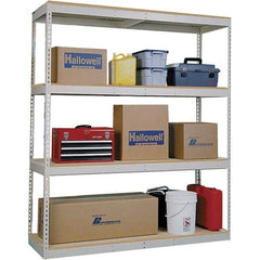 Hallowell - 4 Shelf Starter Open Steel Shelving - 500 Lb Capacity, 72" Wide x 84" High x 24" Deep, Tan - Eagle Tool & Supply
