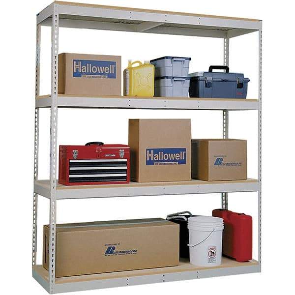 Hallowell - 4 Shelf Starter Open Steel Shelving - 1 Lb Capacity, 96" Wide x 84" High x 36" Deep, Tan - Eagle Tool & Supply