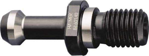 HAIMER - CAT40 Taper, 5/8-11 Thread, 15° Angle Radius, Standard Retention Knob - 2" OAL, 3/4" Knob Diam, 0.7913" Flange Thickness, 2" from Knob to Flange, 0.55" Pilot Diam, 0.2756" Coolant Hole, Through Coolant - Exact Industrial Supply