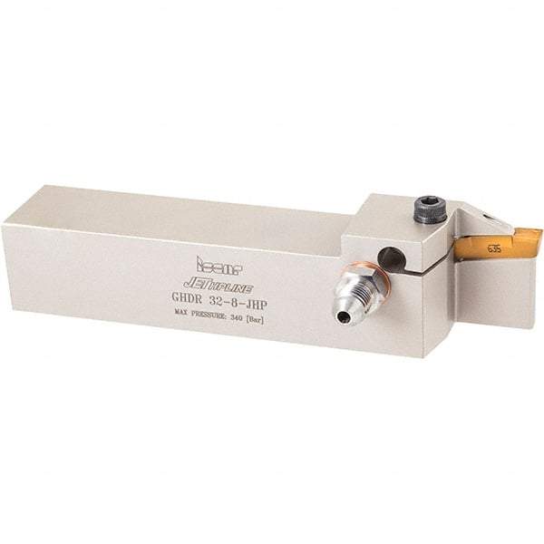 Iscar - External Thread, 0.4724" Max Depth of Cut, 135mm OAL, Left Hand Indexable Grooving Cutoff Toolholder - 25mm Shank Height x 25mm Shank Width, TAG Insert Style, TGBH Toolholder Style, Series Tang-Grip - Eagle Tool & Supply