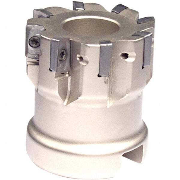 Iscar - 12 Inserts, 2-1/2" Cut Diam, 1" Arbor Diam, 0.303" Max Depth of Cut, Indexable Square-Shoulder Face Mill - 0° Lead Angle, 1-3/4" High, HP AN.. 07.. Insert Compatibility, Series Heliplus - Eagle Tool & Supply