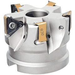 Iscar - 3 Inserts, 50mm Cut Diam, 22mm Arbor Diam, 13mm Max Depth of Cut, Indexable Square-Shoulder Face Mill - 0/90° Lead Angle, 40mm High, HM390 TDKT 1505 Insert Compatibility, Through Coolant, Series HeliIQMill - Eagle Tool & Supply