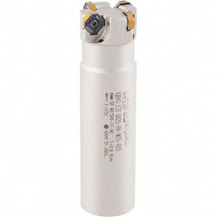Iscar - 16mm Cut Diam, 5mm Max Depth of Cut, 16mm Shank Diam, 100mm OAL, Indexable Square Shoulder Helical End Mill - HM390 TCKT 0703PCTR Inserts, Cylindrical Shank, 0° Lead Angle, Through Coolant, Series HeliIQMill - Eagle Tool & Supply