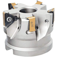Iscar - 8 Inserts, 4" Cut Diam, 1-1/2" Arbor Diam, 17/32" Max Depth of Cut, Indexable Square-Shoulder Face Mill - 2" High, H690 TNKX 160610 Insert Compatibility, Through Coolant, Series Helido - Eagle Tool & Supply