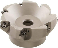Iscar - 109.4mm Cut Diam, 32mm Arbor Hole, 4.6mm Max Depth of Cut, 50° Indexable Chamfer & Angle Face Mill - 7 Inserts, IQ845 SYHU 07.. Insert, Right Hand Cut, Through Coolant, Series DoveIQMill - Eagle Tool & Supply