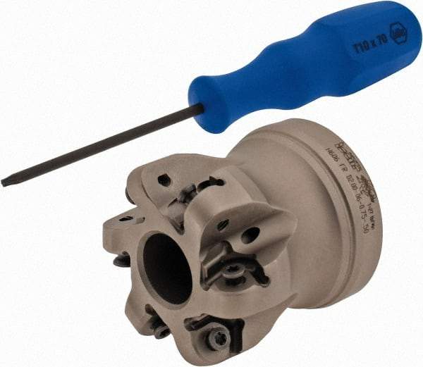Iscar - 2" Cut Diam, 1/4" Max Depth, 3/4" Arbor Hole, 6 Inserts, H606 RXCU 43-AX.. Insert Style, Indexable Copy Face Mill - H606 FR-.50 Cutter Style, 2" High, Series Helido - Eagle Tool & Supply