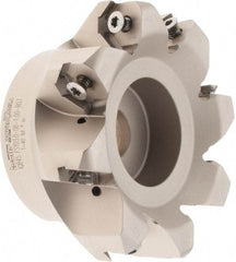 Iscar - 3.37" Cut Diam, 1" Arbor Hole, 0.18" Max Depth of Cut, 50° Indexable Chamfer & Angle Face Mill - 8 Inserts, IQ845 SYHU 07.. Insert, Right Hand Cut, Through Coolant, Series DoveIQMill - Eagle Tool & Supply