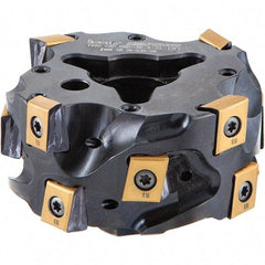 Iscar - 4 Inserts, 50mm Cut Diam, 24mm Max Depth of Cut, Indexable Square-Shoulder Face Mill - 0/90° Lead Angle, T490 LN.. 1306 Insert Compatibility, Through Coolant, Series Helitang - Eagle Tool & Supply