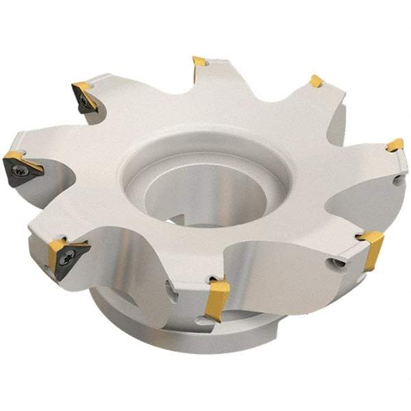 Iscar - 7 Inserts, 80mm Cut Diam, 27mm Arbor Diam, 13mm Max Depth of Cut, Indexable Square-Shoulder Face Mill - 0° Lead Angle, 50mm High, HM390 TDKT 1505.. Insert Compatibility, Through Coolant, Series HeliIQMill - Eagle Tool & Supply