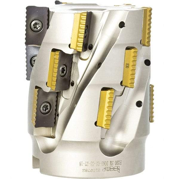 Iscar - 12 Inserts, 2" Cut Diam, 1" Arbor Diam, 2.1" Max Depth of Cut, Indexable Square-Shoulder Face Mill - 0° Lead Angle, 3.15" High, P290 AC.T 1806.. Insert Compatibility, Through Coolant, Series MillShred - Eagle Tool & Supply