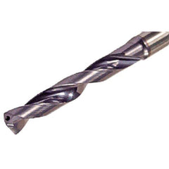Iscar - 17.2mm Solid Carbide Jobber Drill - TiAlN Finish, Right Hand Cut, Spiral Flute, Straight Shank, 143mm OAL, Standard Point - Eagle Tool & Supply