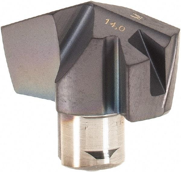 Iscar - Series ICM, 14mm Diam Grade IC907 140° Replaceable Drill Tip - Carbide, TiAlN/TiN Finish, 14 Seat Size - Eagle Tool & Supply