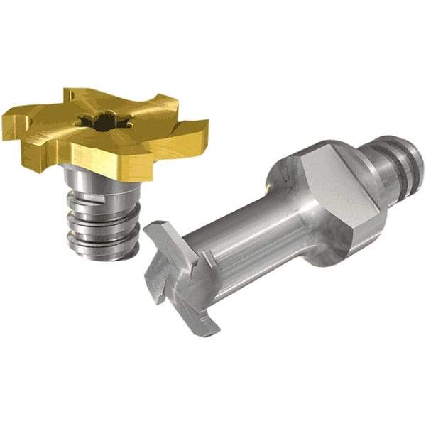 Iscar - MM TS-N Grade IC908 Carbide T-Slot Milling Tip Insert - TiAlN Finish, 4 Flutes, 7.7mm Cutting Diam, 1.19mm Depth of Cut, 14.99mm Extension, 0.008" Cnr Rad - Eagle Tool & Supply