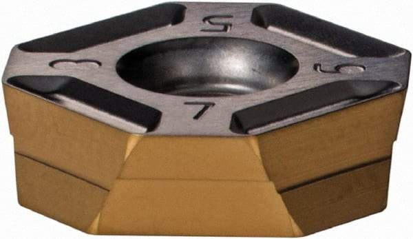 Iscar - IQ845 SYHU0704 DN Grade IC830 Carbide Milling Insert - TiAlN/TiN Finish, 0.165" Thick, 0.543" Inscribed Circle, 0.79mm Corner Radius - Eagle Tool & Supply