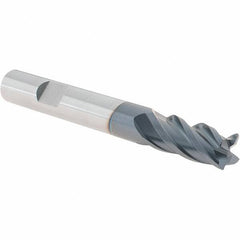 Iscar - 3/8", 4 Flute, Single End, Solid Carbide, 0.02" Corner Radius End Mill - 3" OAL, Right Hand Flute, 3/4" LOC, Right Hand Cut - Eagle Tool & Supply