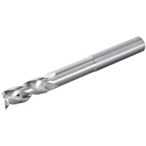 Iscar - 3 Flute Solid Carbide Roughing & Finishing Corner Radius End Mill - Uncoated, Straight Shank, 39° Helix, Non-Centercutting, Regular Length - Eagle Tool & Supply