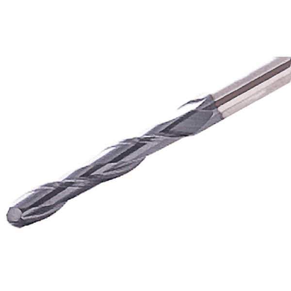 Iscar - 8mm Diam, 50mm LOC, 2 Flute Solid Carbide Ball End Mill - TiAlN Finish, Single End, 150mm OAL, 8mm Shank Diam, Spiral Flute - Eagle Tool & Supply