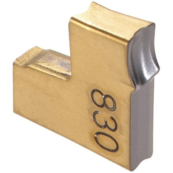 Iscar - TAG2 LF IC830 Grade, 0.079" Cutting Width, Carbide Cutoff Insert - Neutral Lead Angle, 0.008" Cnr Rad, AlTiN/TiN Coated, Single End - Eagle Tool & Supply