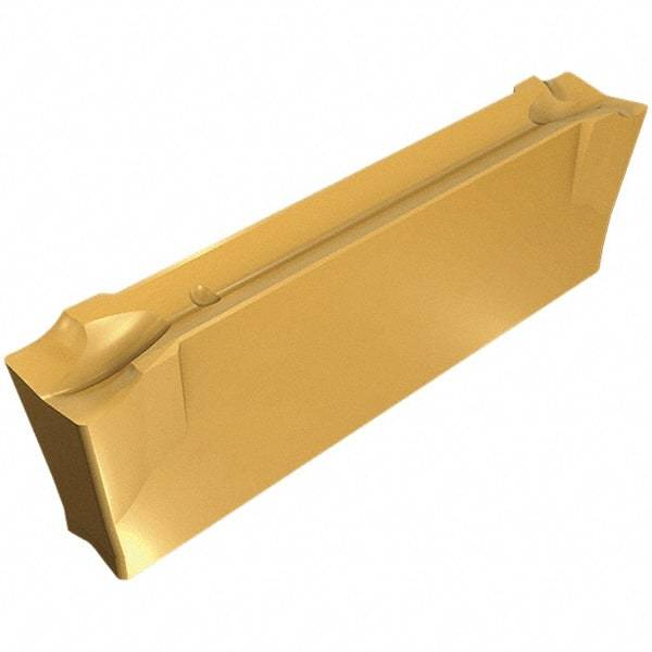 Iscar - DGN4003 JT IC830 Grade, 0.157" Cutting Width, Carbide Cutoff Insert - Neutral Lead Angle, 0.012" Cnr Rad, AlTiN/TiN Coated, Double End - Eagle Tool & Supply