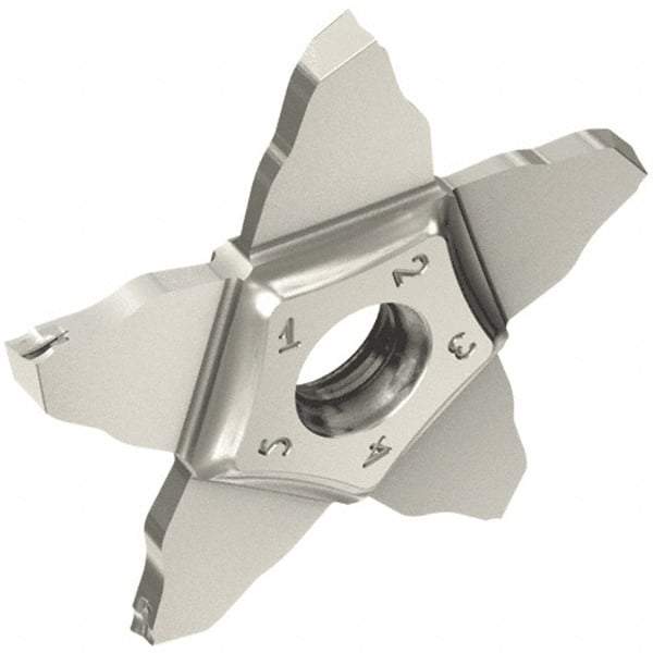 Iscar - 34L200PENTA J Grade IC908, 2.01mm Cutting Width Carbide Grooving Insert - Left Hand, 0.1mm Corner Radius, TiAlN Finish - Eagle Tool & Supply