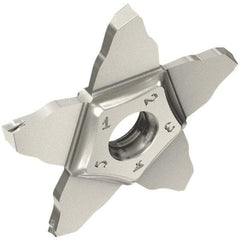 Iscar - 34L200PENTA J Grade IC908, 2.01mm Cutting Width Carbide Grooving Insert - Left Hand, 0.1mm Corner Radius, TiAlN Finish - Eagle Tool & Supply