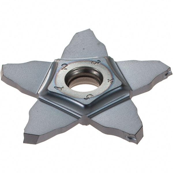 Iscar - PENTA34R200 J IC908 Grade, 0.079" Cutting Width, Carbide Cutoff Insert - 15° Right Hand Lead Angle, 0.004" Cnr Rad, TiAlN Coated, Other End - Eagle Tool & Supply