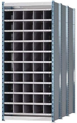 Hallowell - 50 Bin Heavy-Duty Deep Bin Industrial Shelving - 36 Inch Overall Width x 72 Inch Overall Depth x 87 Inch Overall Height, Blue and Platinum Steel Bins - Eagle Tool & Supply