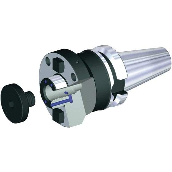 Kennametal - BT50 Taper Shank 1-1/2" Pilot Diam Shell Mill Holder - 6" Flange to Nose End Projection, 3.81" Nose Diam, 3/4-16 Lock Screw, Through-Spindle & DIN Flange Coolant - Exact Industrial Supply