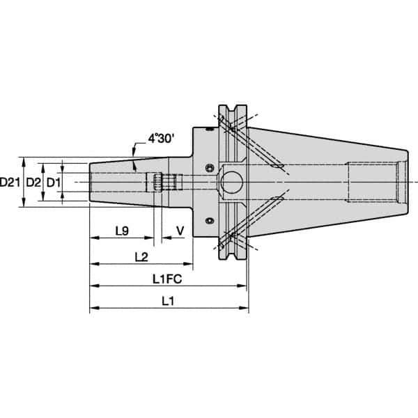 Kennametal - 12mm Hole Diam, CVKV50 Taper Shank Shrink Fit Tool Holder & Adapter - 101.6mm Projection, 24mm Nose Diam, 36mm Clamping Depth, 15,000 RPM, Through Coolant - Exact Industrial Supply