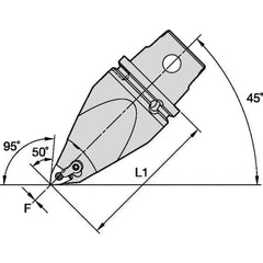 Kennametal - Right Hand Cut, Size KM63, WN.. Insert Compatiblity, Modular Turning & Profiling Cutting Unit Head - 115mm Head Length, Through Coolant, Series M-Clamping - Eagle Tool & Supply