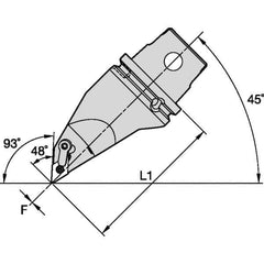 Kennametal - Left Hand Cut, Size KM63, DN.. Insert Compatiblity, Modular Turning & Profiling Cutting Unit Head - 115mm Head Length, Through Coolant, Series M-Clamping - Eagle Tool & Supply