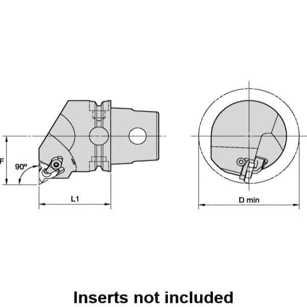 Kennametal - Insert Style LT 22NR, 50mm Head Length, Right Hand Cut, Internal Modular Threading Cutting Unit Head - System Size KM50TS, 35mm Center to Cutting Edge, Series LT Threading - Eagle Tool & Supply