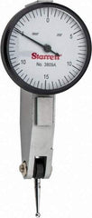 Starrett - 0.03 Inch Range, 0.0005 Inch Dial Graduation, Horizontal Dial Test Indicator - 1-1/4 Inch White Dial, 0-15-0 Dial Reading - Eagle Tool & Supply