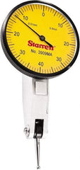 Starrett - 0.8 mm Range, 0.01 mm Dial Graduation, Horizontal Dial Test Indicator - 1-9/16 Inch Yellow Dial, 0-40-0 Dial Reading - Eagle Tool & Supply