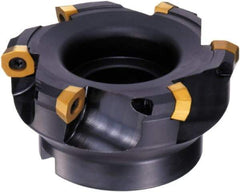 Sumitomo - 7 Inserts, 4.9213" Cutter Diam, 10mm Max Depth of Cut, Indexable High-Feed Face Mill - 0.626" Arbor Hole Diam, 2.4803" High, SD.W 1406 Inserts, Series SumiMill MS Mill - Eagle Tool & Supply