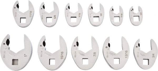 GearWrench - 11 Piece 3/8" Drive Open End Crowfoot Wrench Set - 3/8 to 1" - Eagle Tool & Supply