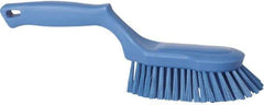 Vikan - 1-1/2" Bristle Length, Polyester Scrub Brush - 5-5/8" Long x 5" Wide Head, 13-1/2" OAL, Blue, Polypropylene Block - Eagle Tool & Supply