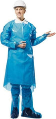 PolyConversions - 4 mil Thick Chemical Resistant Coat Apron - Polyolefin, Blue - Eagle Tool & Supply