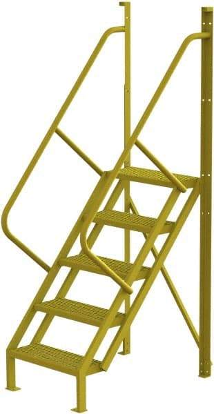 TRI-ARC - 92" 5 Step Configurable Crossover Ladder - 50° Incline, 1,000 Lb Capacity, 50" Platform Height, 30" Base Width x 44" Base Depth, Perforated Tread - Eagle Tool & Supply