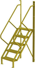 TRI-ARC - 92" 5 Step Configurable Crossover Ladder - 50° Incline, 1,000 Lb Capacity, 50" Platform Height, 30" Base Width x 44" Base Depth, Perforated Tread - Eagle Tool & Supply