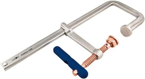 Wilton - 5-1/2" Deep Throat, 12" Max Capacity, Step Over Sliding Arm Clamp - 2,400 Lb Clamping Pressure - Eagle Tool & Supply