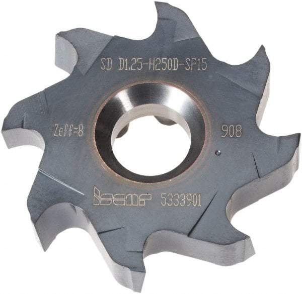 Iscar - SD D Grade IC908 Carbide T-Slot Milling Tip Insert - TiAlN/TiN Finish, 8 Flutes, 1.238" Cutting Diam, 0.315" Depth of Cut, 0.315" Extension, 0.016" Cnr Rad - Eagle Tool & Supply