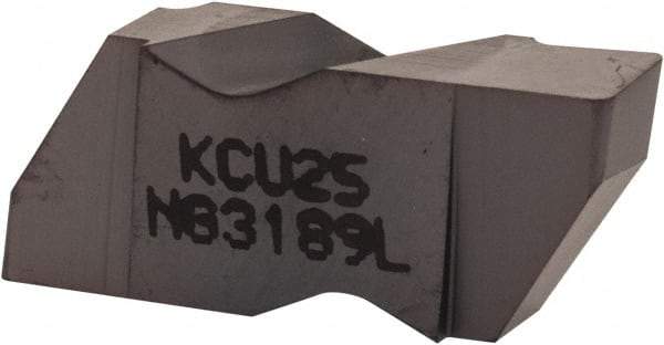 Kennametal - 3189NG Grade KCU25, 4.8mm Cutting Width Carbide Grooving Insert - 3.81mm Max Depth of Cut, Left Hand, 0.57mm Corner Radius, AlTiN Finish - Eagle Tool & Supply