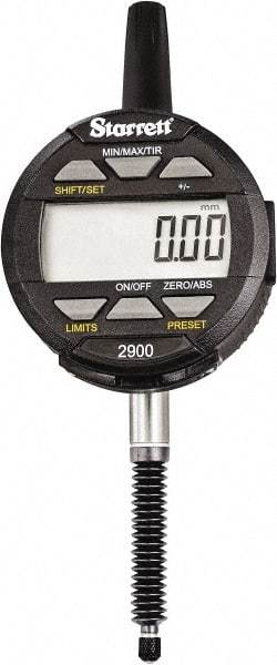 Starrett - 25mm Max Measurement, 0.01mm Graduation, Electronic Drop Indicator - Accurate to 0.03mm, Metric System, LCD Display - Eagle Tool & Supply