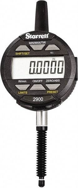Starrett - 1" Max Measurement, 0.0005" Graduation, Electronic Drop Indicator - Accurate to 0.001", Inch & Metric System, LCD Display - Eagle Tool & Supply