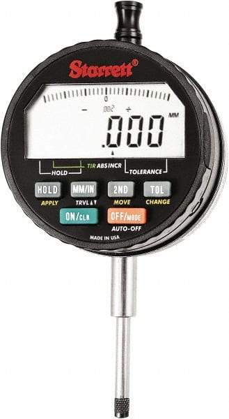 Starrett - 1" Max Measurement, 0.00005, 0.0001, 0.0005 & 0.001" Graduation, Electronic Drop Indicator - Accurate to 0.0001", Inch & Metric System, LCD Display - Eagle Tool & Supply