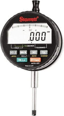 Starrett - 1" Max Measurement, 0.00005, 0.0001, 0.0005 & 0.001" Graduation, Electronic Drop Indicator - Accurate to 0.0001", Inch & Metric System, LCD Display - Eagle Tool & Supply