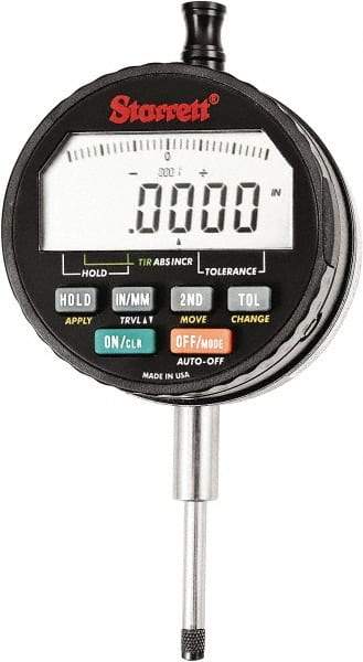 Starrett - 1" Max Measurement, 0.00005" Graduation, Electronic Drop Indicator - Accurate to 0.0001", Inch & Metric System, LCD Display - Eagle Tool & Supply